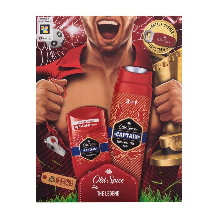 Old Spice Captain Подаръчен комплект деостик 50 ml + душ гел 3в1 250 ml + отварачка за бутилки увредена кутия