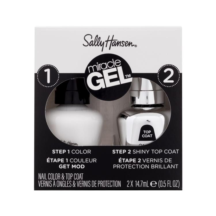 Sally Hansen Miracle Gel Подаръчен комплект гел лак за нокти Miracle Gel 14,7 ml + топ лак Miracle Gel Shiny Top Coat 14,7 ml