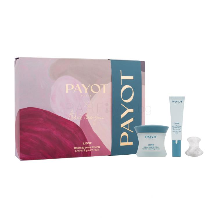 PAYOT Lisse Smoothing Care Ritual x Andréa Mongénie Подаръчен комплект крем за лице Lisse Wrinkle Smoothing Cream 50 ml + грижа за околоочния контур и устните Lisse Smoothing Eyes &amp; Lips Care 15 ml + масажен камък за лице