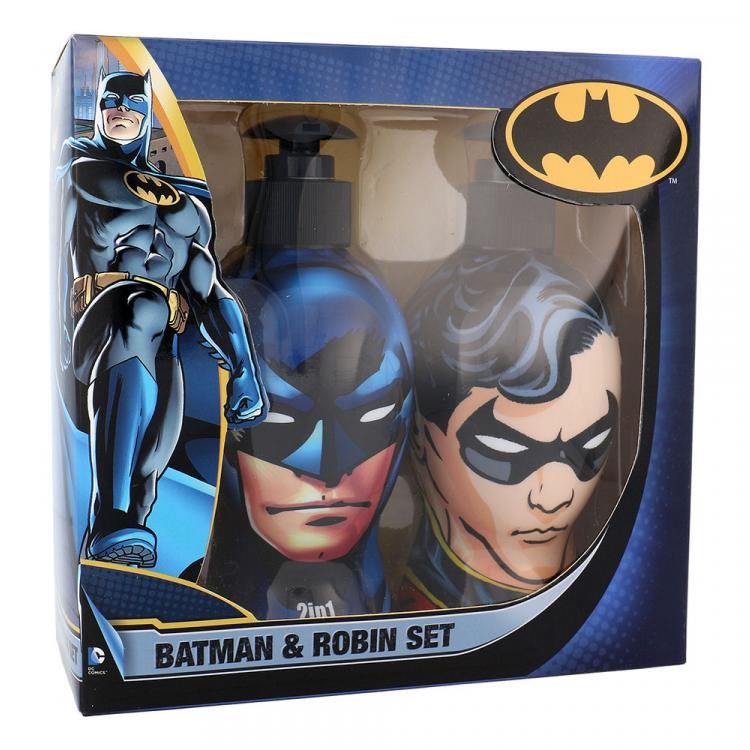 DC Comics Batman &amp; Robin Подаръчен комплект шампоан &amp; душ гел 2v1 Batman 300 ml + душ гел Robin 300 ml