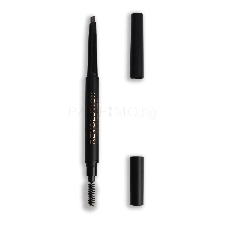 Makeup Revolution London Duo Brow Definer Молив за вежди за жени 0,15 g Нюанс Dark Brown