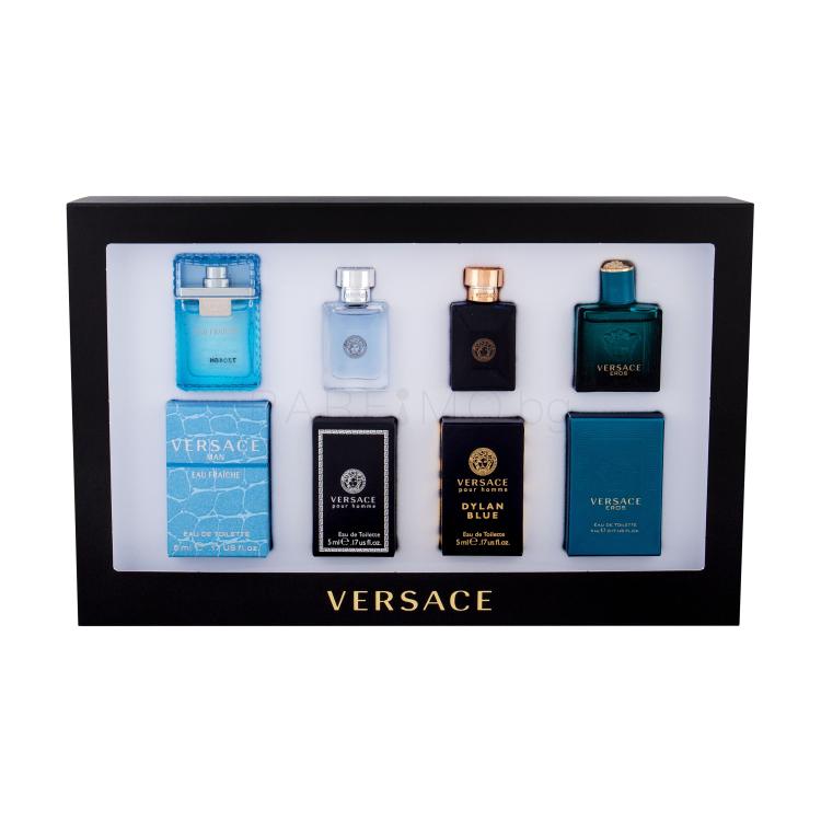 Versace Mini Set 1 Подаръчен комплект EDT Eros 5 ml + EDT Dylan Blue 5 ml + EDT Versce Pour Homme 5 ml + EDT Man Eau Fraiche 5 ml увредена кутия