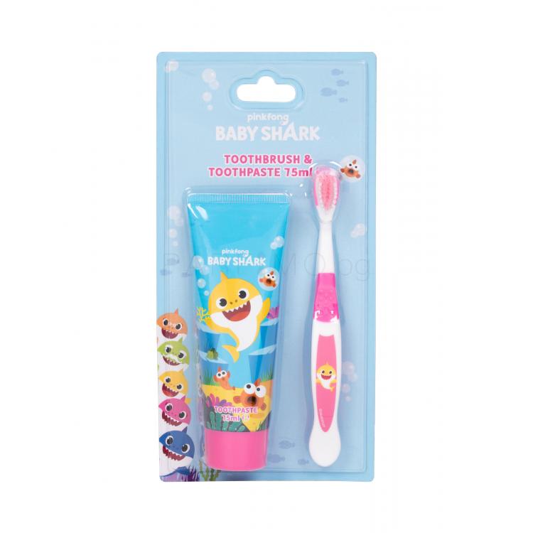 Pinkfong Baby Shark Подаръчен комплект четка за зъби 1 бр + паста за зъби 75 ml